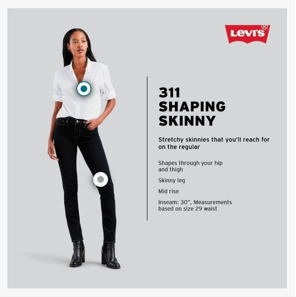 Levi's 311 Shaping Skinny classic dark denim wash Women's size 29 blue jeans - Picture 10 of 12